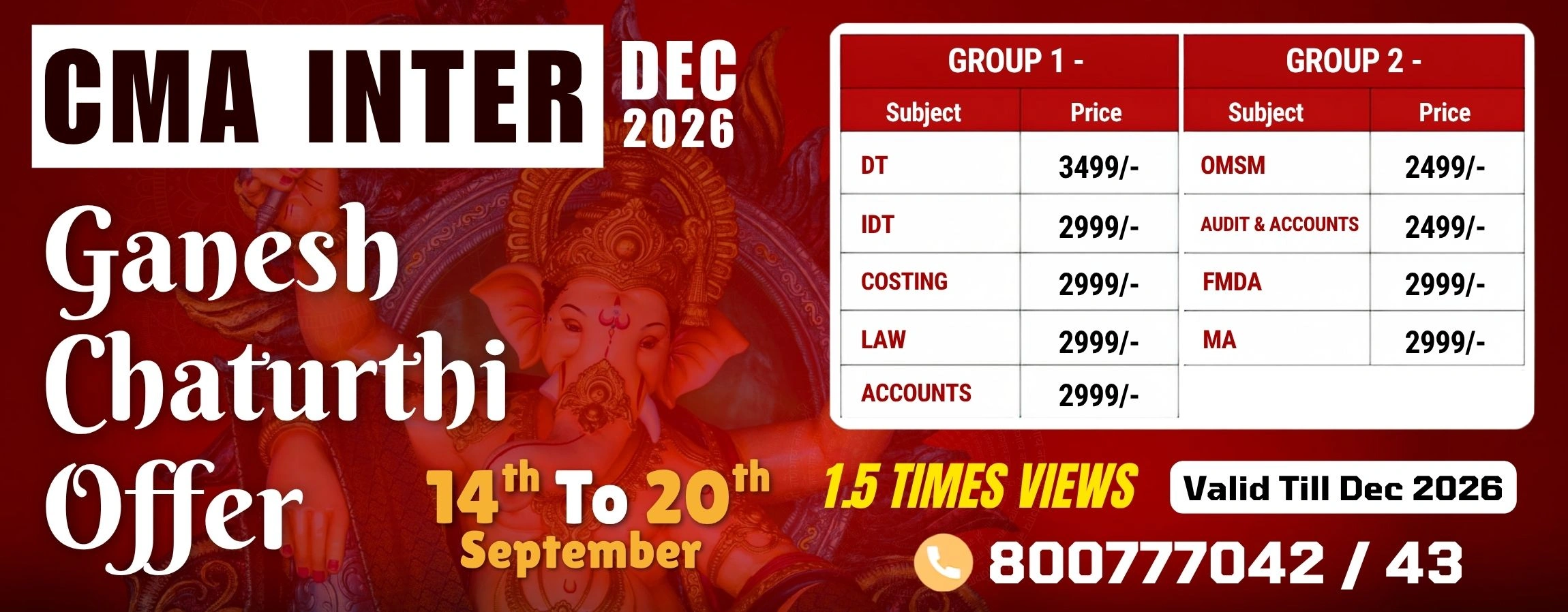 CMA INTER P2 Ganesh Chaturthi Offer App Banner